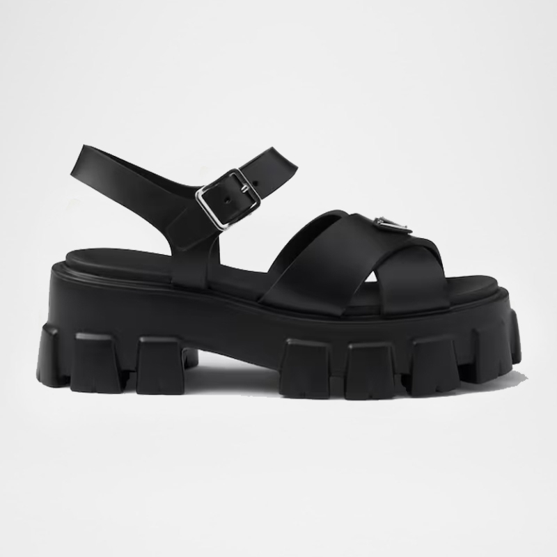 Monolith Crossed Rubber Platform Sandals