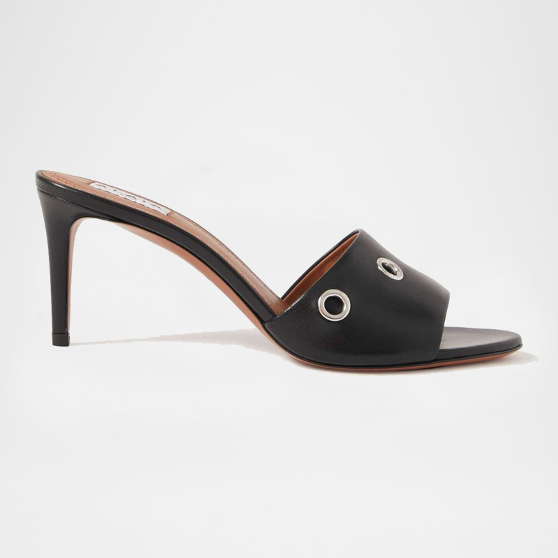 75mm Embellished Leather Heeled Slides