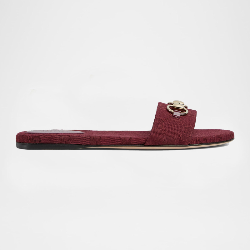Horsebit Canvas Slides