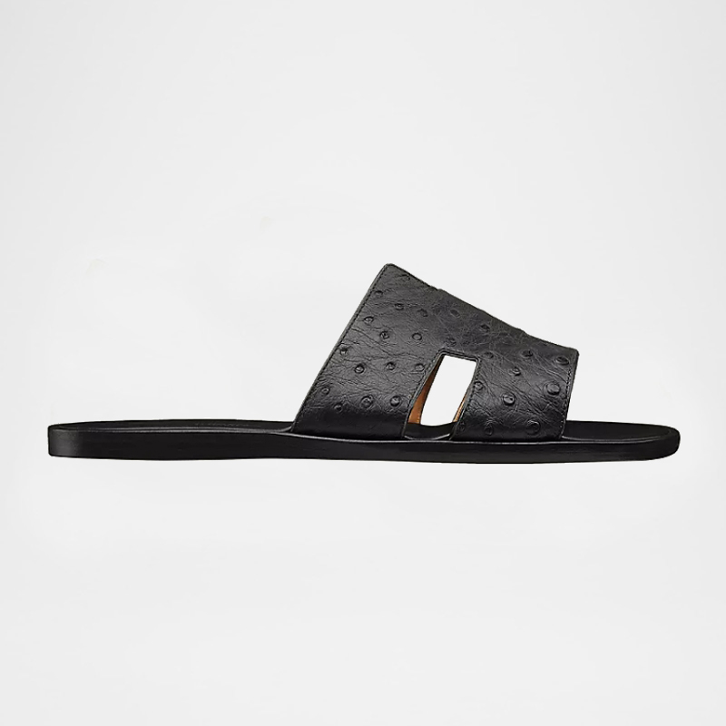 Izmir Ostrich Leather Slides