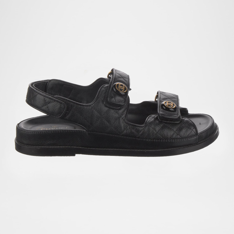 Lambskin Quilted Velcro Buckle Dad Sandals