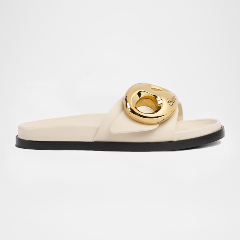Marina Chain Leather Slides
