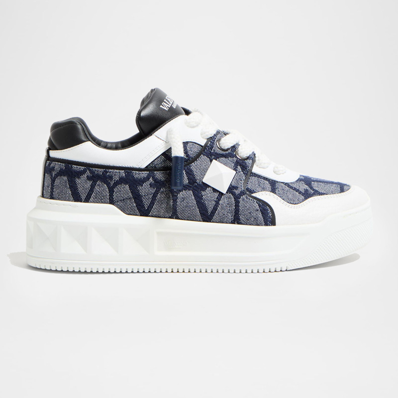 One Stud XL Lwo Top Leathe and Canvas Low Top Sneaker