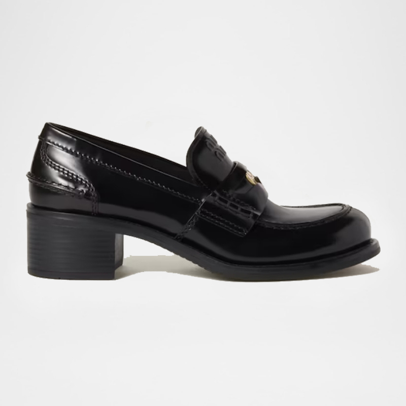 50mm Heel Brushed Leather Penny Loafers