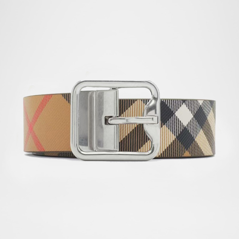 Check Leather Belt